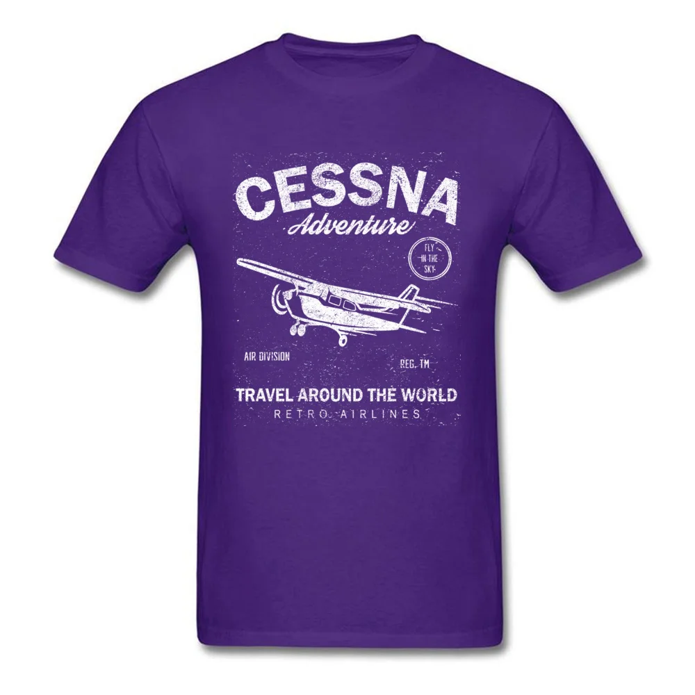 Cessna Adventure Pure Cotton Adult Short Sleeve Tops T Shirt Casual Summer/Autumn T-Shirt Printed Tops & Tees Fitted Crewneck Cessna Adventure purple