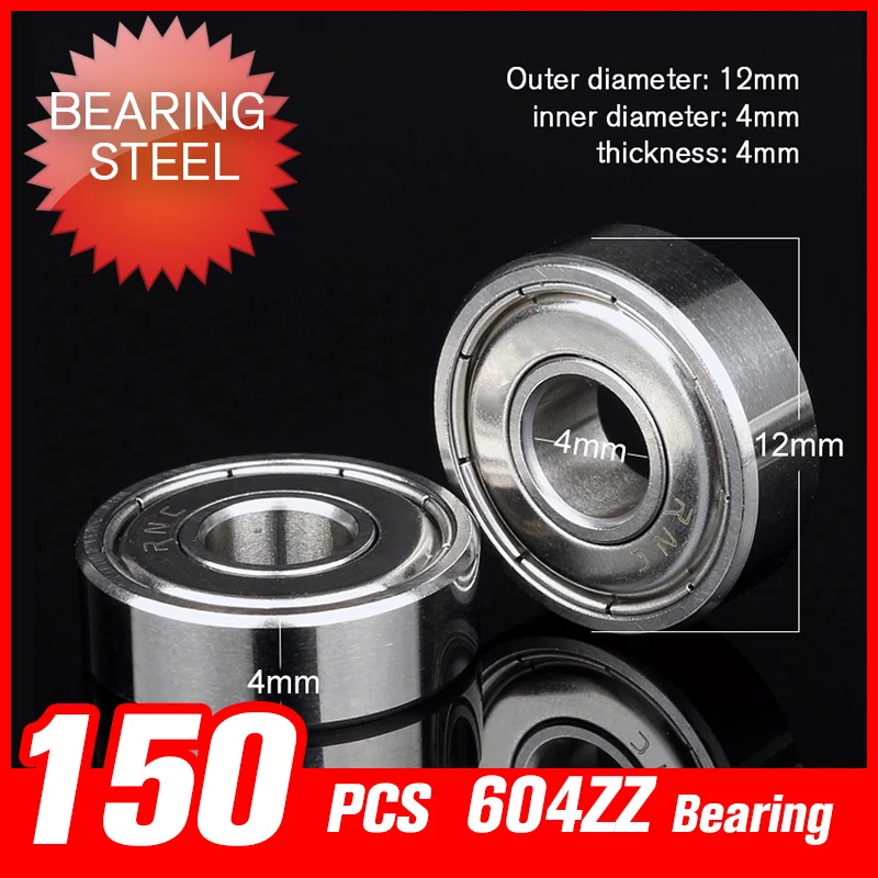 

150pcs 604ZZ Bearings Bearing Steel Low Noise Bearing For Air Conditioning Miniature Mold Drift Board Hardware Tool Accessories