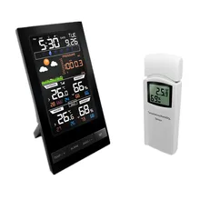 Wireless Colorful LCD Display Weather Station Temperature Humidity Sensor With Barometer Weather Forecast Radio Control Time