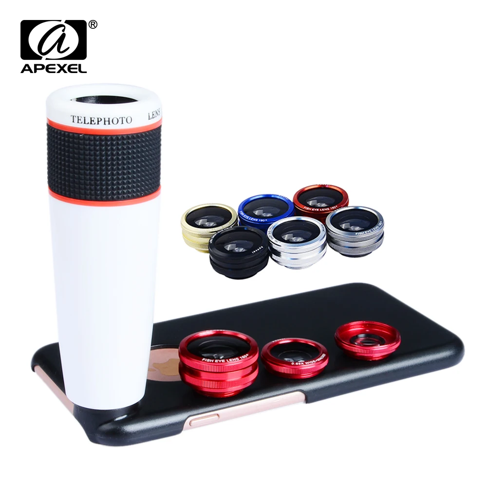 bilder für APEXEL 12X Tele Teleskop Weitwinkel Objektiv & Macro Fisheye objektiv für iPhone 6 s Samsung s7 s8 android ios smartphone 12CX3 bilder für APEXEL 12X Tele Teleskop Weitwinkel Objektiv & Macro Fisheye objektiv für iPhone 6 s Samsung s7 s8 android ios smartphone 12CX3