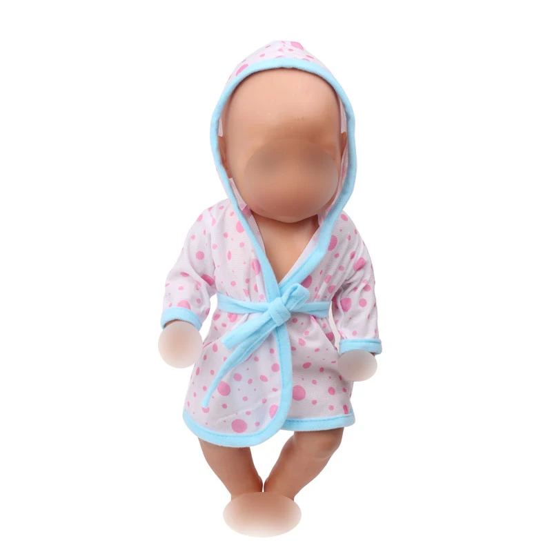 43 см Детские куклы Одежда для новорожденных Пижамный костюм халат банное полотенце платье детские игрушки подходят американским 18 дюймов девочка кукла f550 - Цвет: Синий