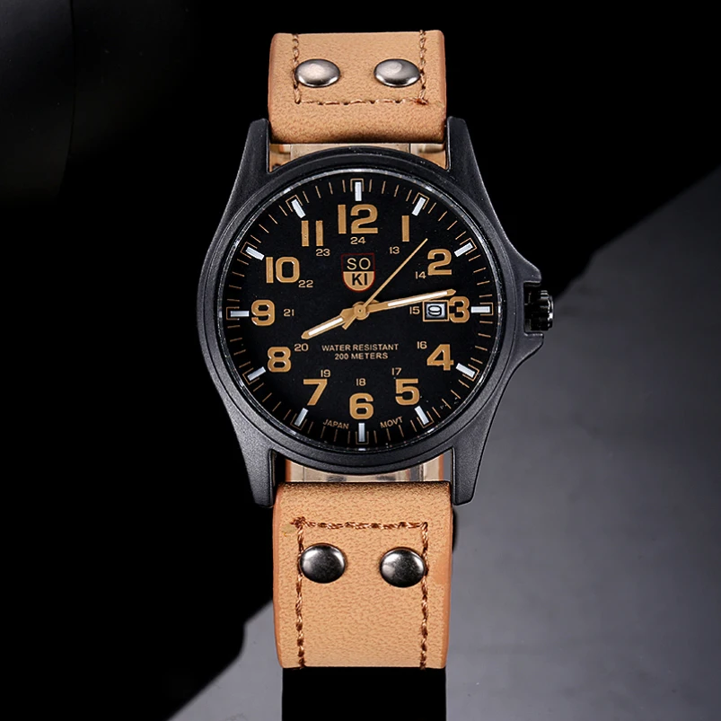 

2018 Man Wathes Vintage Brand Luxury Waterproof Date Leather Strap Sport watch Men Quartz Watch Band Designer Men WristwWatches
