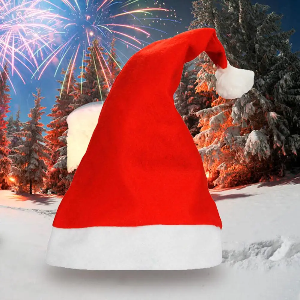 

10Pcs Christmas Santa Claus Hat Non-Woven Cloth Xmas Party Adult Cap Decor Gift 2018