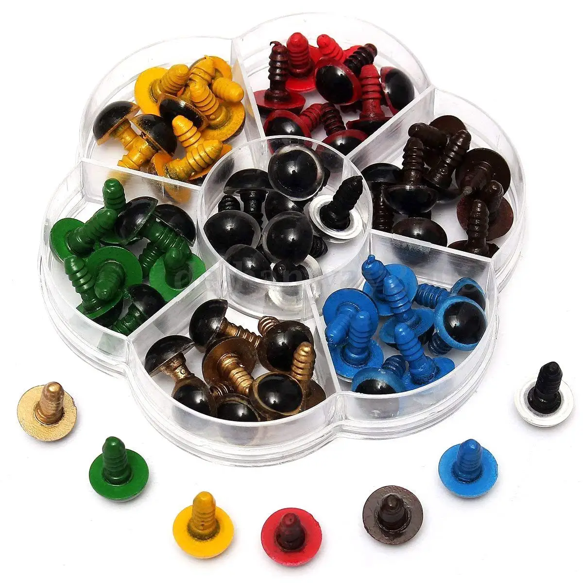 WOTT 70pcs Plastic Safety Eyes for DIY Toy Bears Mixed Color 12mm 10mm