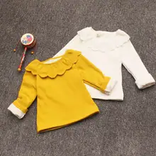 Бархатные утепленные блузки для девочек верхняя одежда для малышей, хлопковая рубашка falbala joker, пальто свитшоты для девочек зимняя одежда