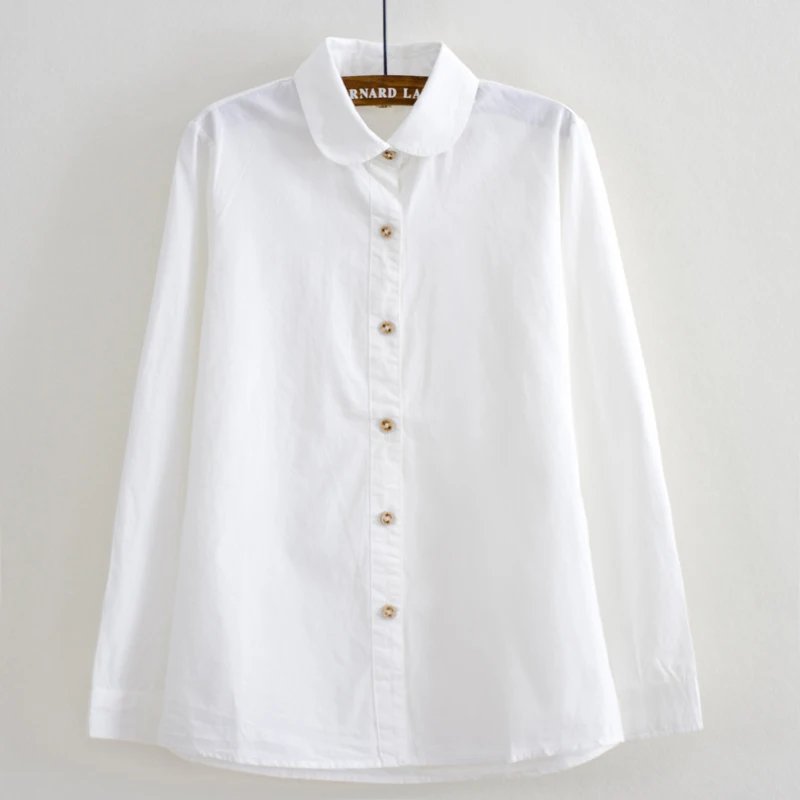 Spring Women Solid Color Shirt With Velvet Thick Warm White Shirt ...