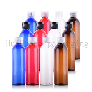 

30pcs 250ml Multicolor empty PET plastic bottle flip top caps shampoo lotion cosmetics bottles clear travel Shower Gel bottles