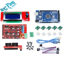1 unids Mega 2560 R3 + 1 unids RAMPAS 1.4 + 5 unids A4988 Stepper Junta Módulo controlador + 1 unids 12864 Controlador de Impresora 3D kit de Piezas Parte Conjunto