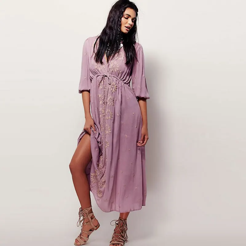 embroidered fable midi dress