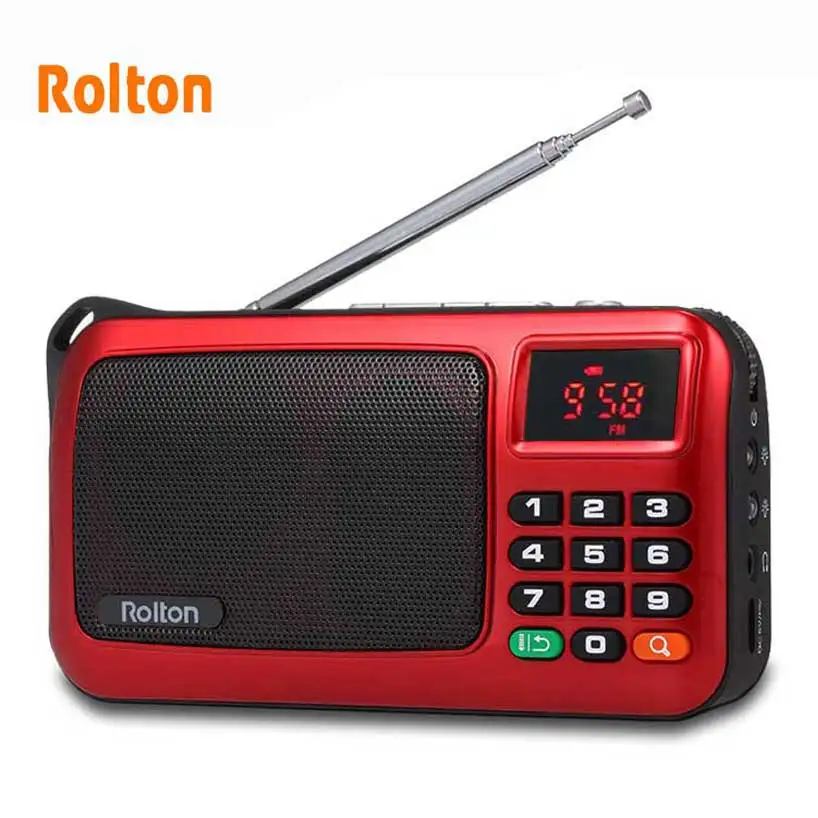 Rolton W405 портативный fm-радио USB проводной компьютерный динамик Hi-Fi приемник светодиодный дисплей Поддержка TF Play с фонариком проверка денег