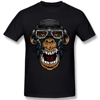 Unique Summer Stylish Funny Men's Cotton T-Shirt Pilot Monkey T-shirt Gas Mask O-Neck Tops Tees stylish monkey king printed t shirt and pencil pants twinset for women