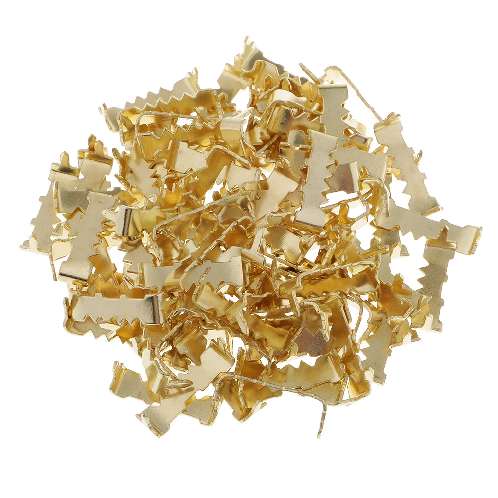 100pcs Metal Wall Picture Frame Photo Frame Sawtooth Hooks Hangers Accessories 25x10mm Gold