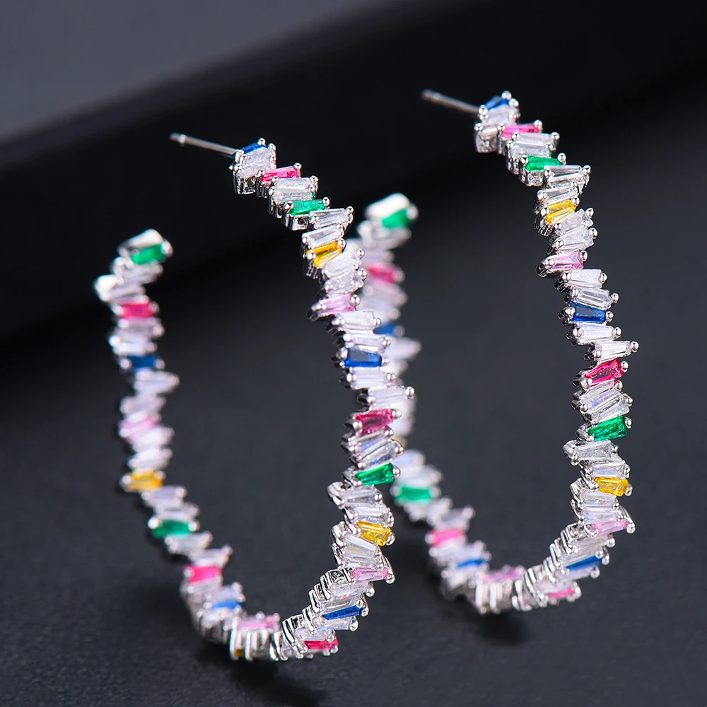 GODKI 42 мм Роскошные iштатные геометрические круг трендовые кубические циркония женские свадебные вечерние серьги с высоким ювелирным пристрастием