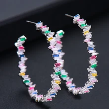 GODKI 42 мм Роскошные iштатные геометрические круг трендовые кубические циркония женские свадебные вечерние серьги с высоким ювелирным пристрастием