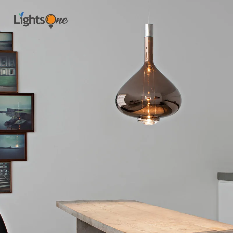 

Postmodern creative glass lamp Nordic restaurant lamp bedroom bedside lamp simple personality pendant lights