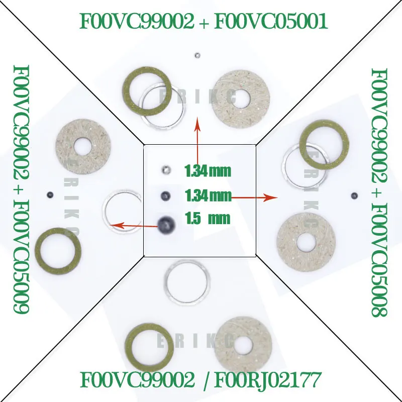 ERIKC Набор для ремонта дизельного инжектора F00VC99002 F00RJ02177 стальной шар F00VC05001 керамический шар F00VC05009 F00VC05008 для Bosch