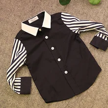 Детские рубашки с длинными рукавами для мальчиков, весенние топы в полоску с принтом, футболки, рубашки, Повседневная Блузка