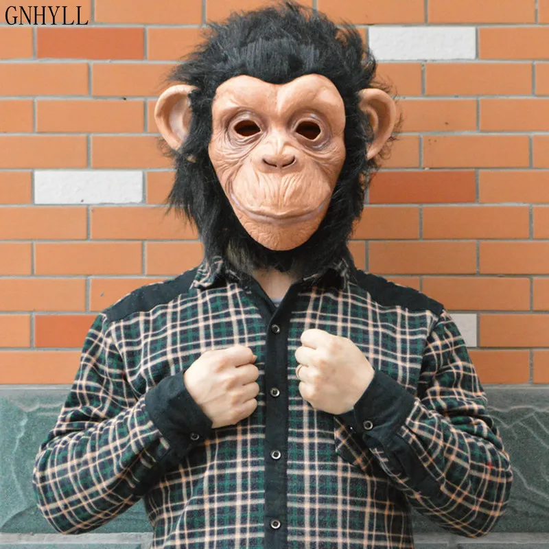 Реалистичные орангутанг латексные маски на все лицо животное маска обезьяны страшная маска для Хэллоуина вечерние косплей реквизит маскарадный костюм