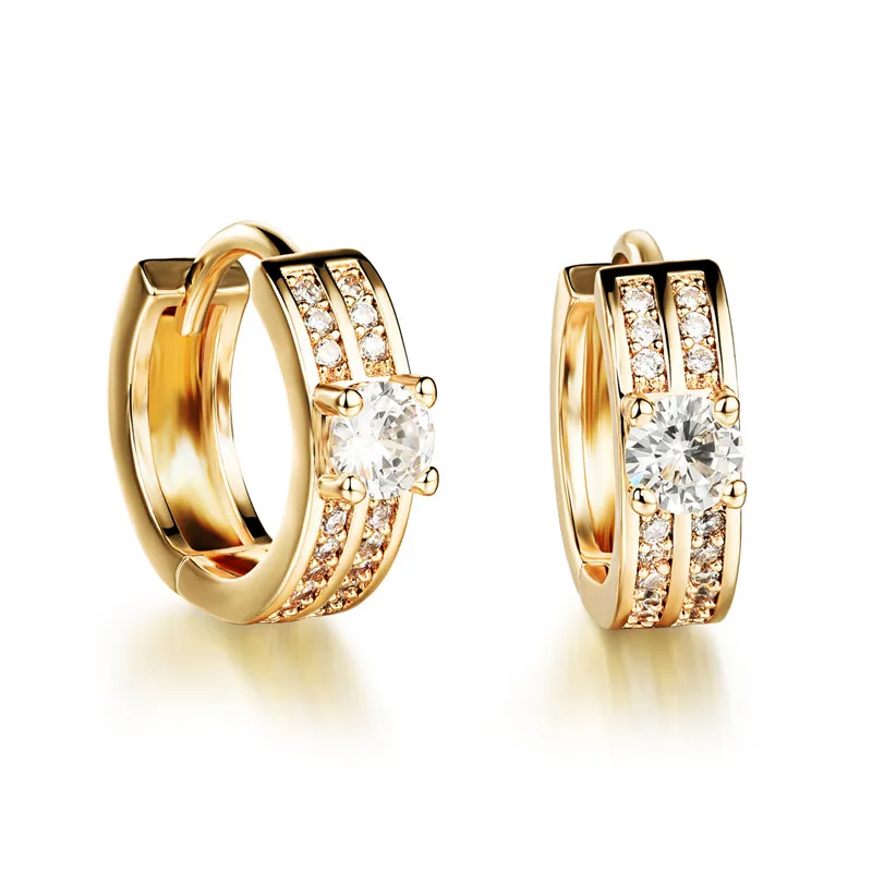 

Small Gold Hoop Earrings for Women Color White AAA Zircon Fashion Earrings for Women 2017 Statement jewelry Best Friends Gifts