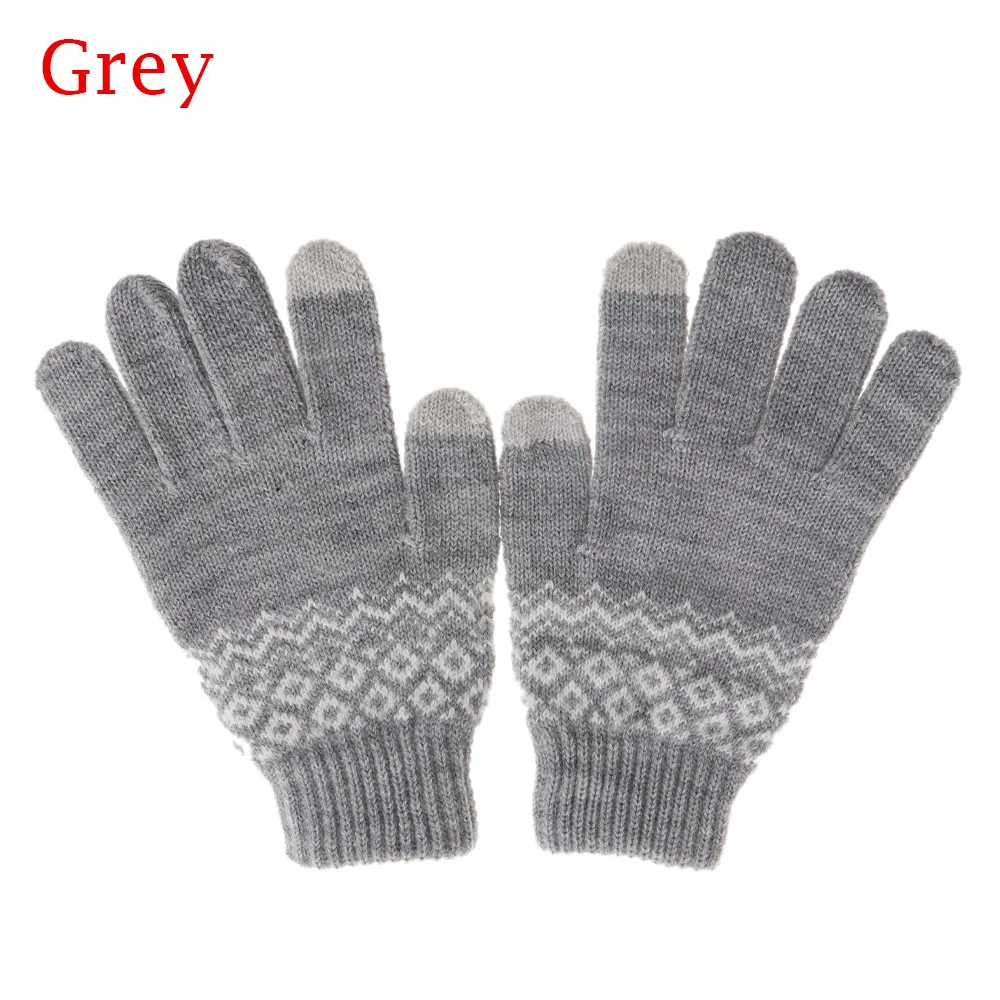 Вязаные перчатки для сенсорного экрана, зима-осень, мужские, высокое качество, мужские, утолщенные, теплые, шерстяные, кашемировые, одноцветные, перчатки, варежки, деловые перчатки - Цвет: Grey 3
