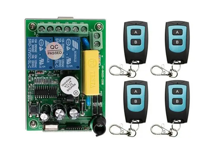 AC220V 2CH 10A Radio Controller RF Wireless Relay Remote Control Switch