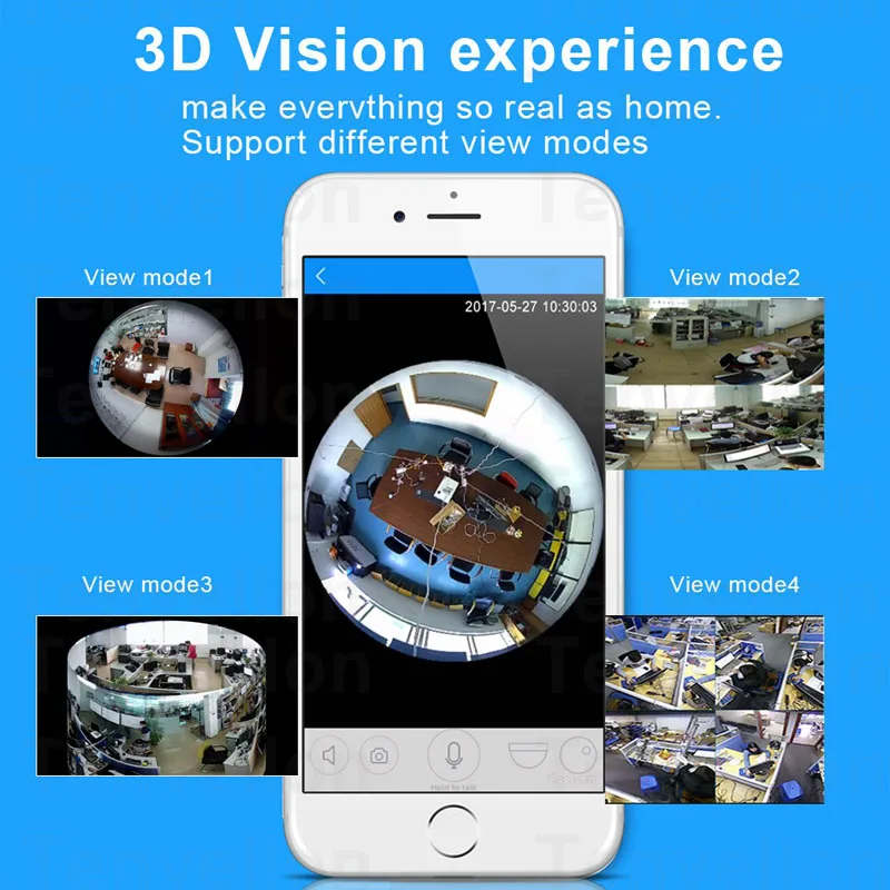 960 P 360 градусов Беспроводной IP Камера лампочки Fisheye Умный дом CCTV 3D VR 1.3mp домашней