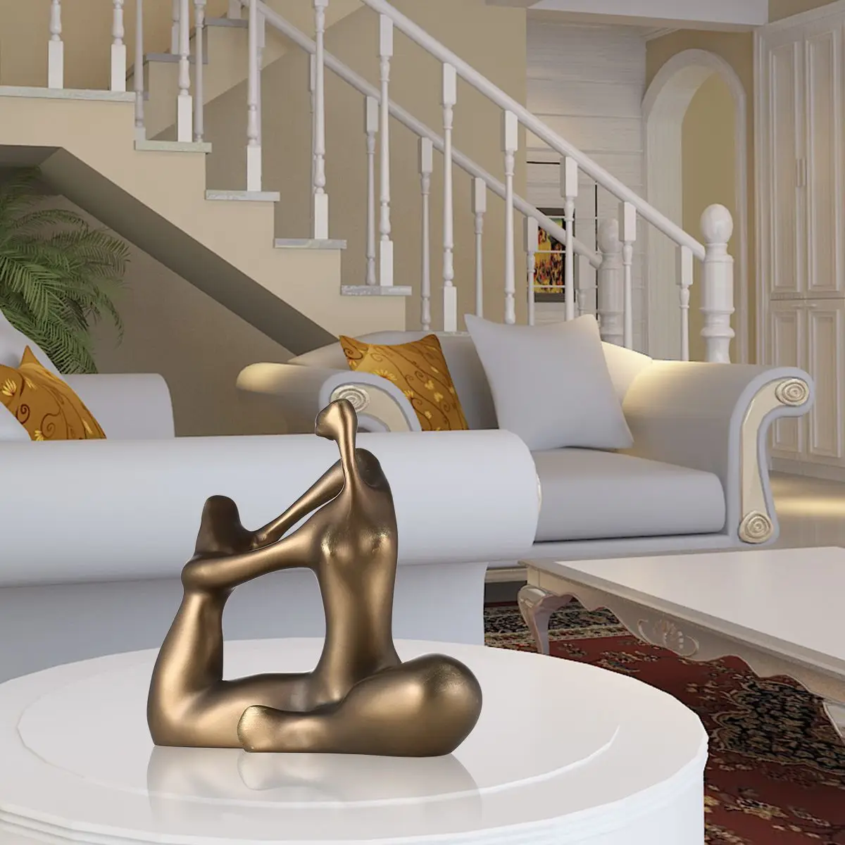 Plump Woman Yoga Bowing Fiberglass Sculpture Home Decoration Original