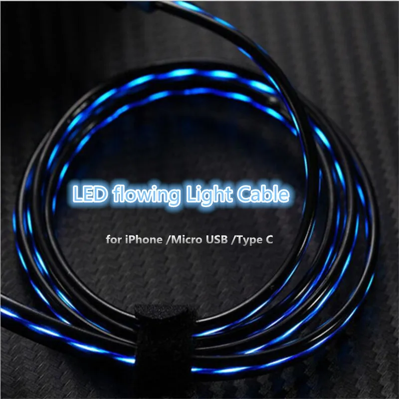 Светодиодный кабель для зарядки Lightig iPhone Samsung Huawei Xiaomi Кабель с разъемом Micro USB Type C