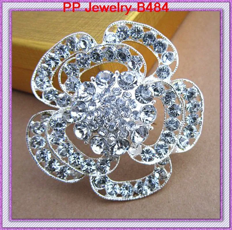 Stunning Rhinestone Crystal Diamante Large Flower Pin Brooch Wedding