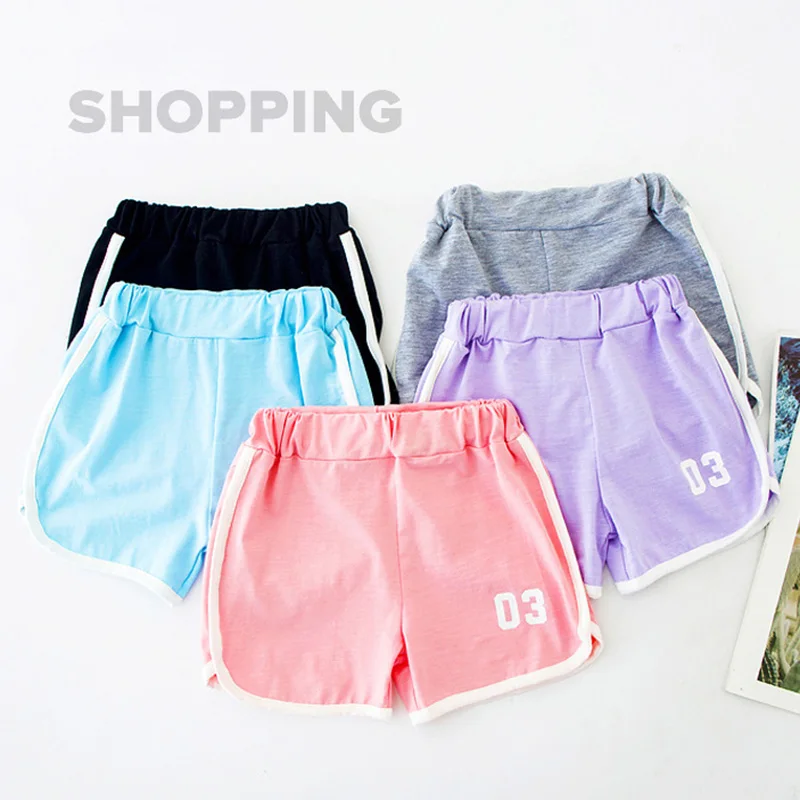 

Fashion Children Sports Pants White Striped Shorts Pants With Numbers Candy Color Boys Girls School Kids Hot Beach Pant Unisex