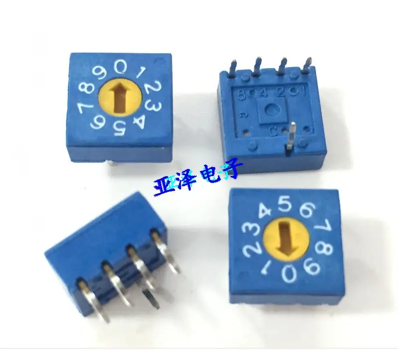 

5PCS/LOT High quality 0-9 rotary code switch, dial code switch, 10 bit PCB encoding switch, 8421C positive code 4:1