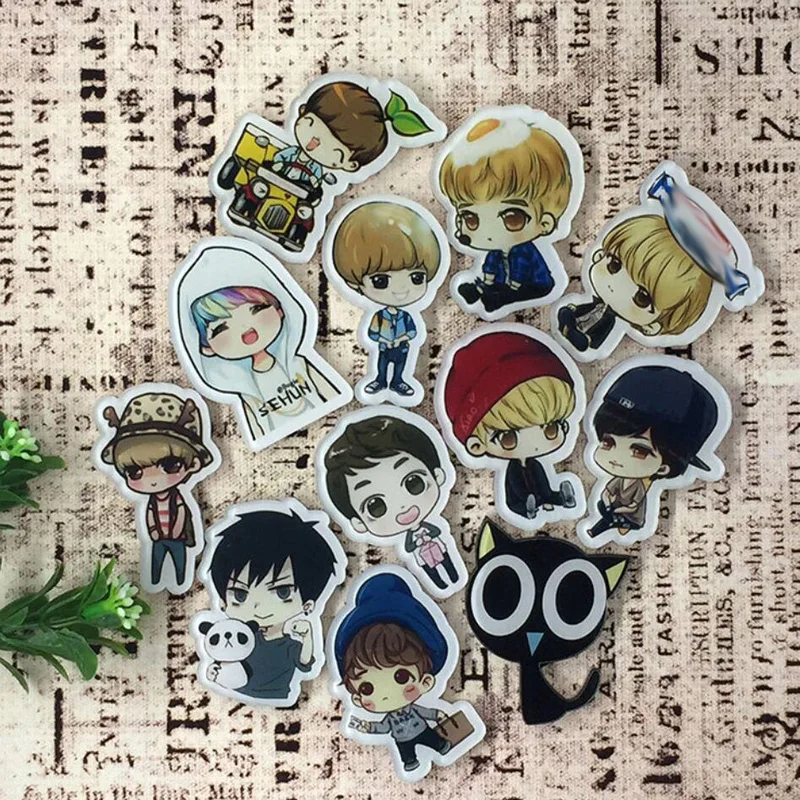 

1PC Hot Sale Cartoon Cute EXO Kris Oh Se Hun Luhan Brooch Badges Pin On Backpack Women Clothes Decorative Brooch Pins DIY Brooch