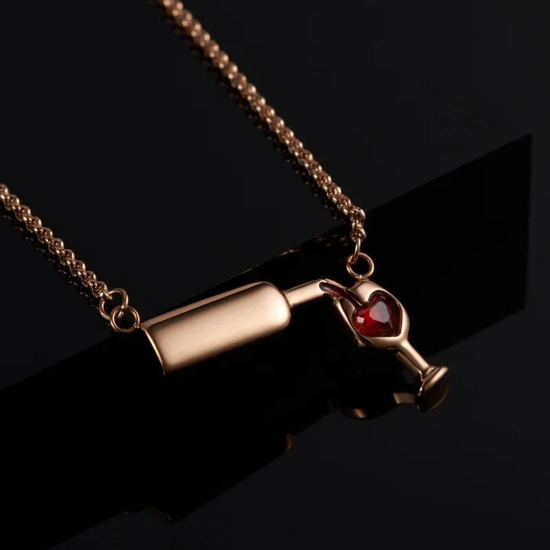 ZPAMS модное ожерелье из нержавеющей стали бокал для вина серебряного цвета ожерелье для женщин кубический цирконий Подвеска для золотой цепочки ожерелье подарок
