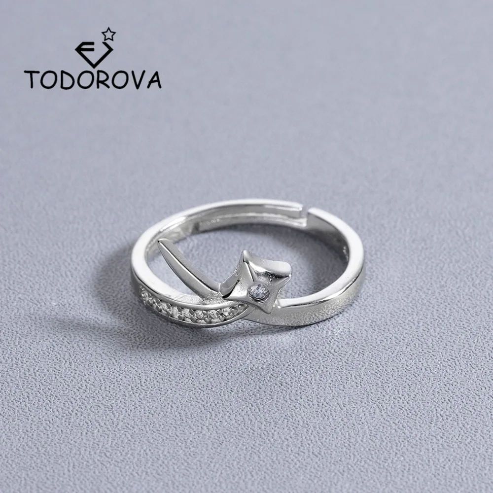 

Todorova Silver Meteor Star Rings for Men Clear CZ Adjustable Rings Engagement Wedding Band Rings for Women Jewelry