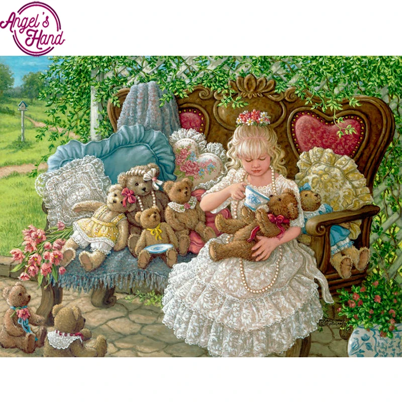 

DIY 5d diamond Embroidery crystals diamond Mosaic Picture girl teddy bear square Rhinestones Diamond painting cross stitch Kits