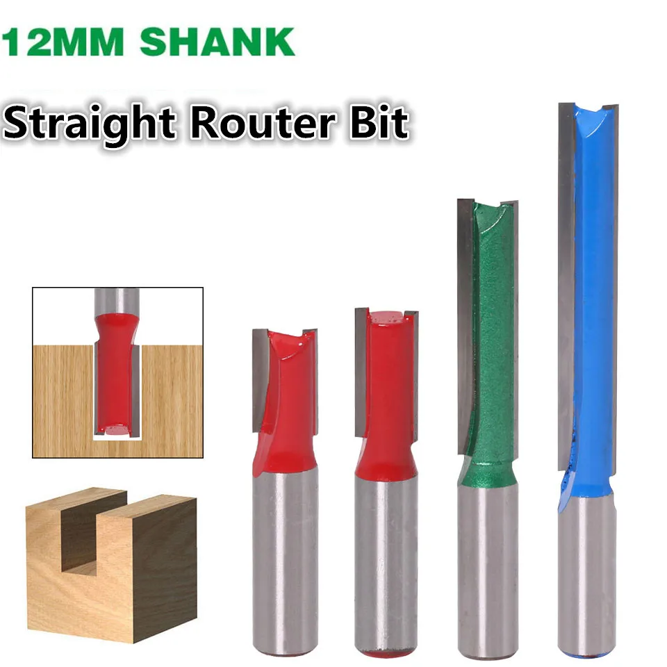 1 шт. 12 мм хвостовик прямые фрезы для резьбы по дереву 2 флейты гравировки древесины фреза карбида сверла для станков с ЧПУ