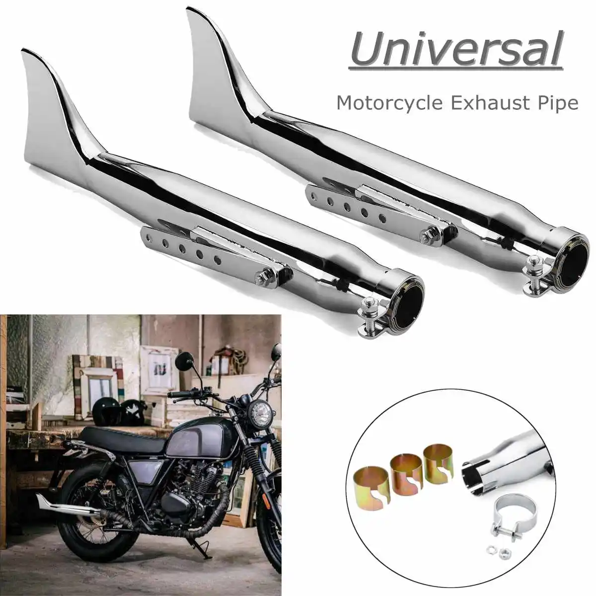 

Universal Motorcycle Exhaust Cafe Racer Pipe For Harley Bobbers Racing Bikes