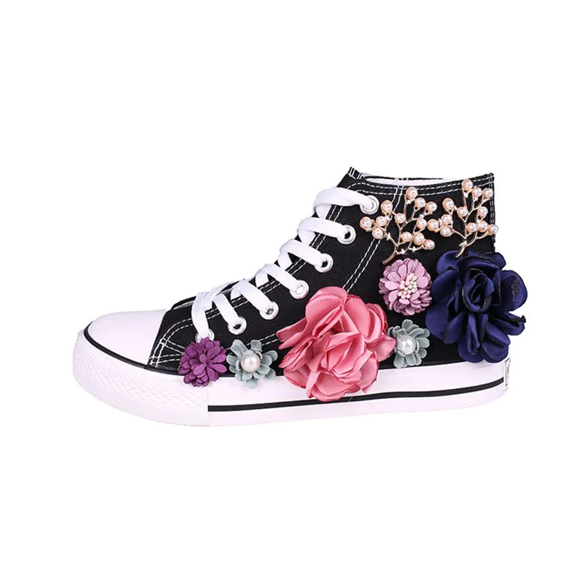 Женская обувь с цветочным принтом; Новинка года; модная женская обувь на плоской подошве; Повседневная Уличная обувь на шнуровке; Осенняя парусиновая обувь для отдыха; XWF667