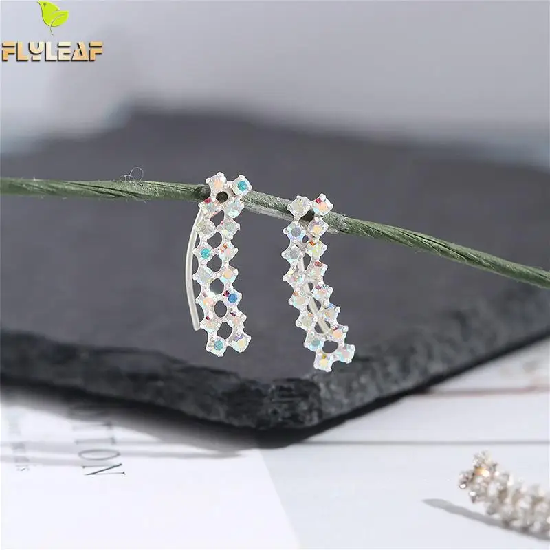 

Flyleaf Geometric Cubic Zirconia Drop Earrings For Women 100% 925 Sterling Silver Earings Fashion Jewelry Fine Wedding Luxury