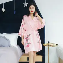 SILKBEUTY халат наборы женские шелковые пижамы с вышивкой Женские сексуальные розовые пижамы кардиган с коротким рукавом пижамы