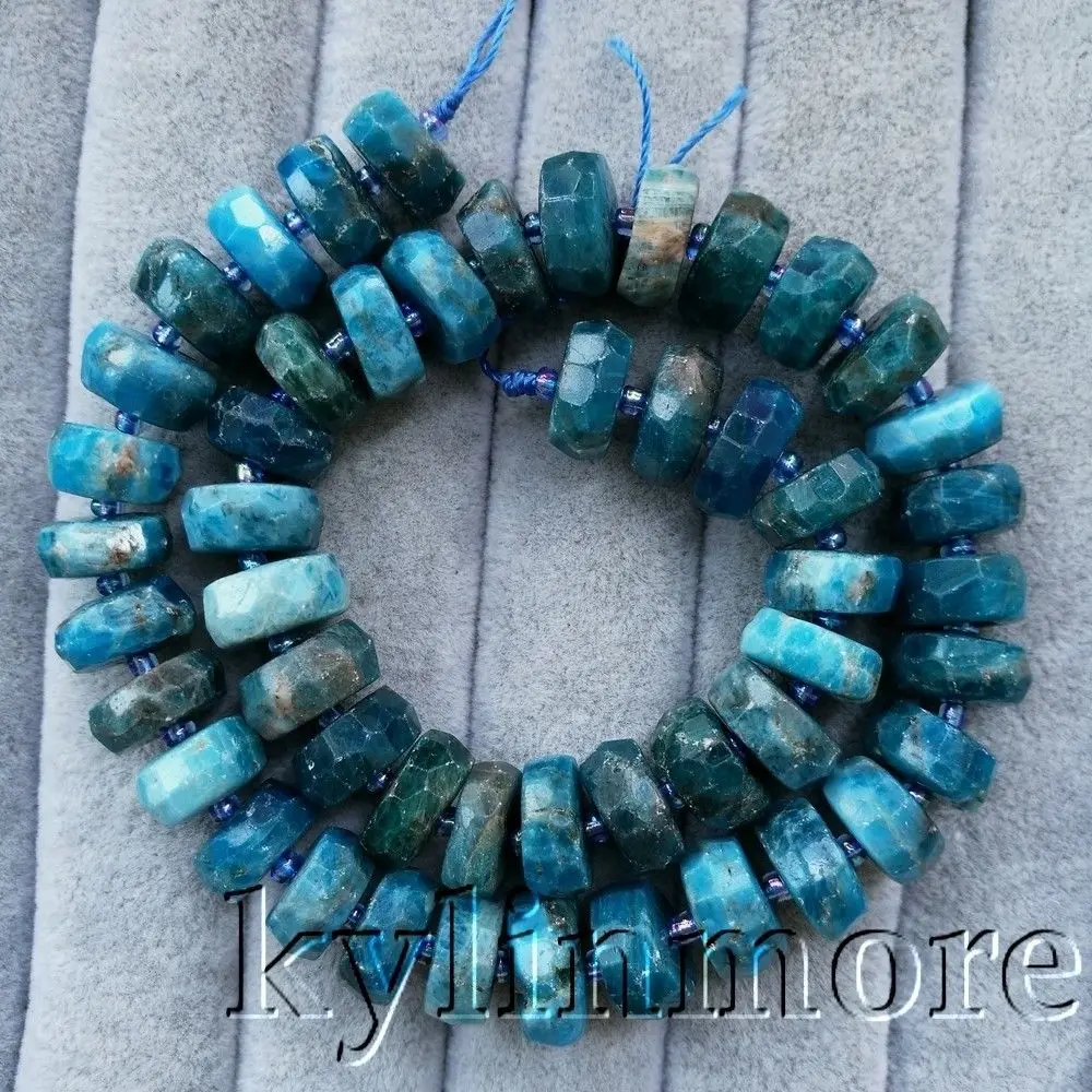 

8SE11147 6x14mm Natural Apatite Rondelle Faceted Loose Beads 15.5" Strand
