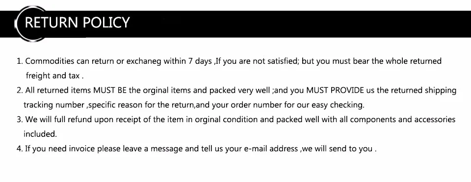 RETURN POLICY