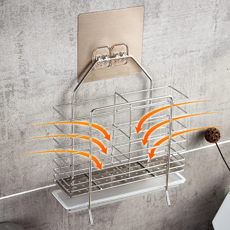 Stainless steel hanging chopstick cage fork spoon holder Knife rack reinforced kitchen supplies cutting board shelves with hooks Stainless steel hanging chopstick cage fork spoon holder Knife rack reinforced kitchen supplies cutting board shelves with hooks