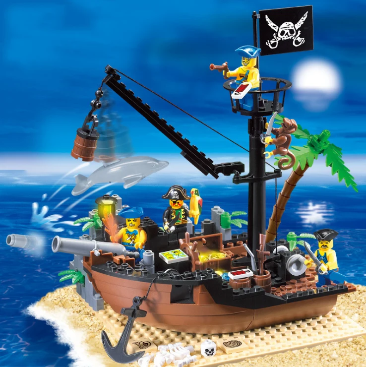 Enlighten Legoing Pirates of the Caribbean Scrap Dock Ship Building Blocks Castle DIY Fingure Bricks educational Toys Gifts