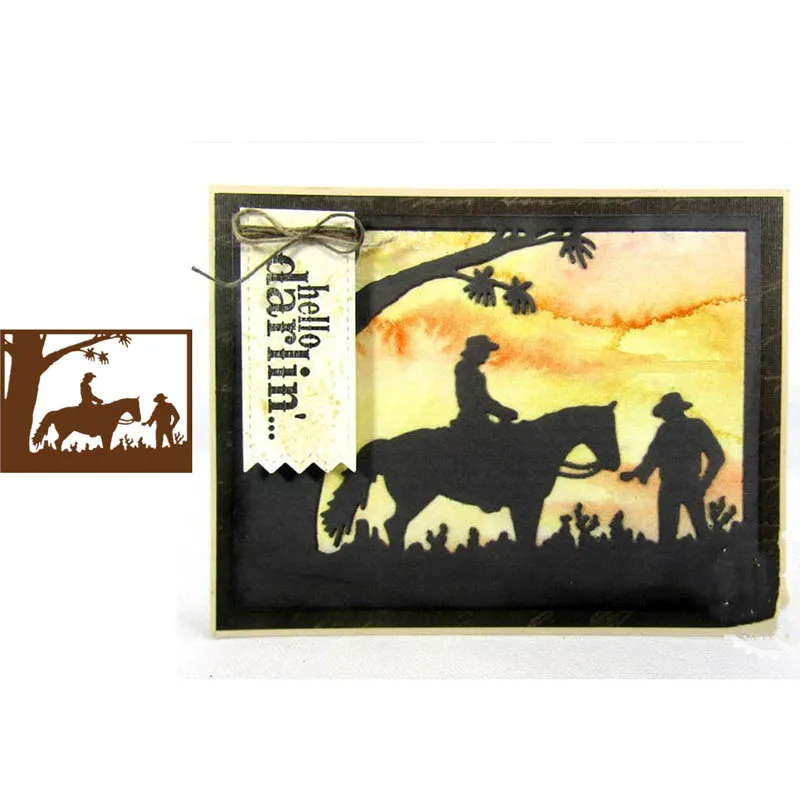 

Western Couple Metal Cutting Dies Stencils for DIY Scrapbooking Album Stamp Card Embossing New 2019 Die Cut