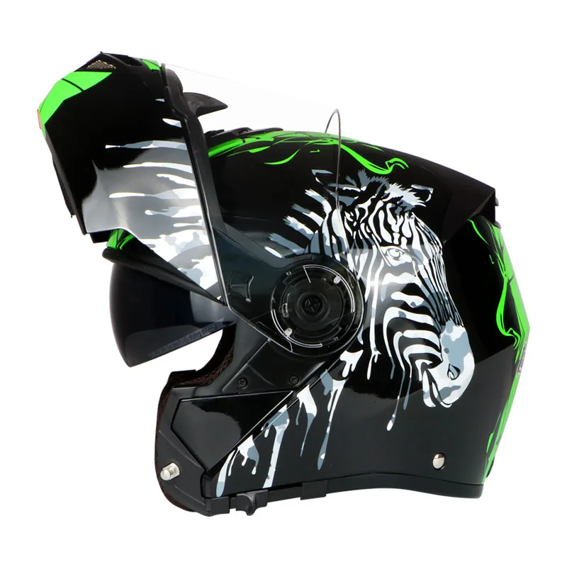 Абсолютно мотоцикл руль Fatbar для полный уход за кожей лица шлем откидной шлем защитный Шестерни футболка Байкерская с двумя объективами ECE - Цвет: 1