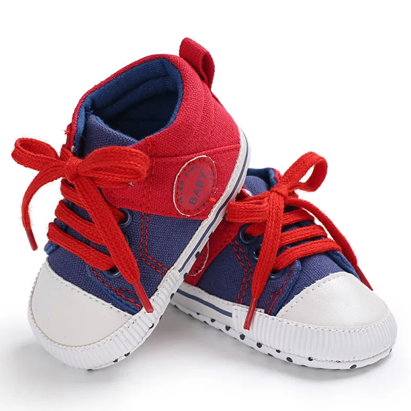Симпатичные Детские кроссовки 12-18 месяцев детская обувь кроссовки девочки/мальчики, Холщовый повседневная детская обувь анти-женские