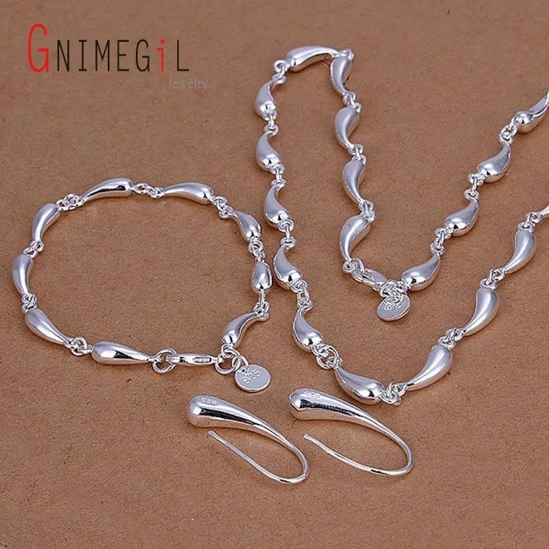 GNIMEGIL набор капель воды оптом посеребренные Ювелирные наборы 925 серебряные