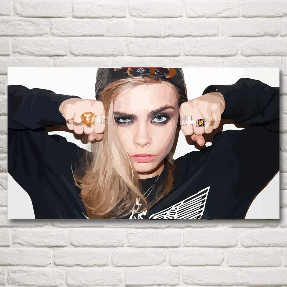 FOOCAME Cara Delevingne женская модель художественные Шелковые Плакаты и принты Живопись Домашний декор настенные картины для гостиной 11x20 дюймов - Цвет: 002