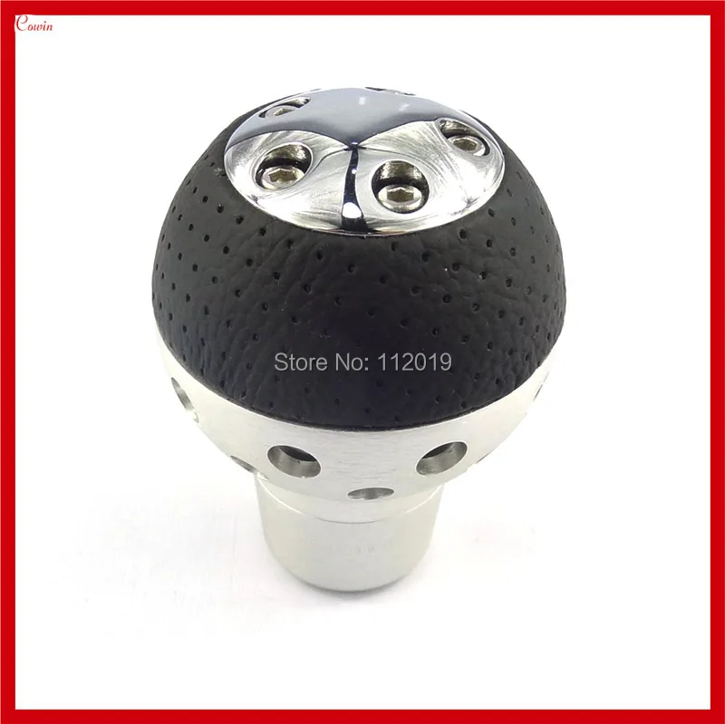 New Cool Universal Aluminum Leather Manual Transmission Gear Shift Knob